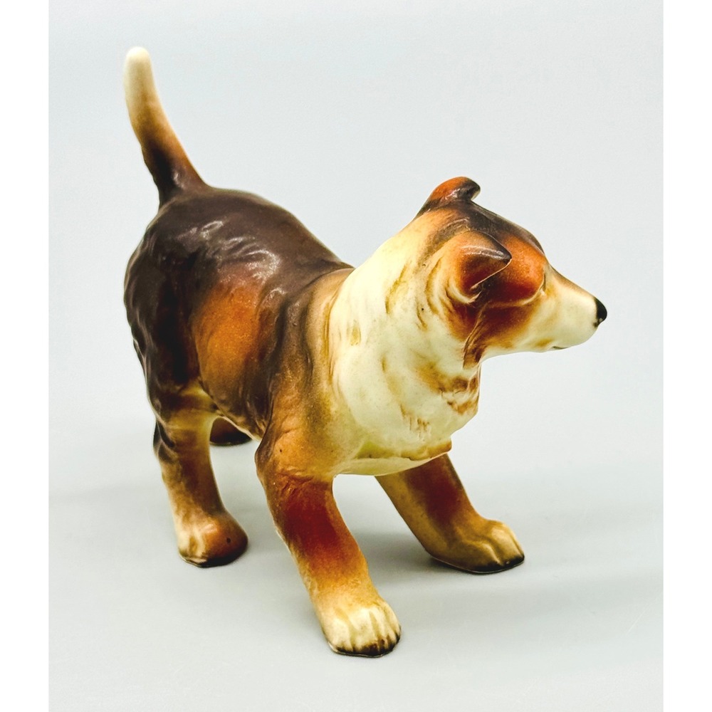 Collie Rough Coat Mother and Puppy Set Dog Figurine Brown Ceramic Japan - Picture 11 of 16